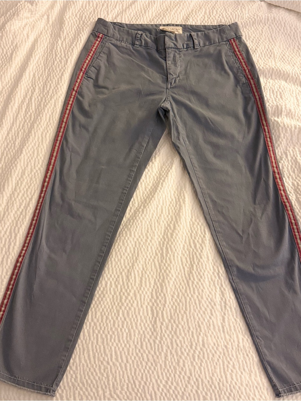 Nili Lotan East Hampton Ankle Pant with Tape Size 4 Raw Hem Chinos